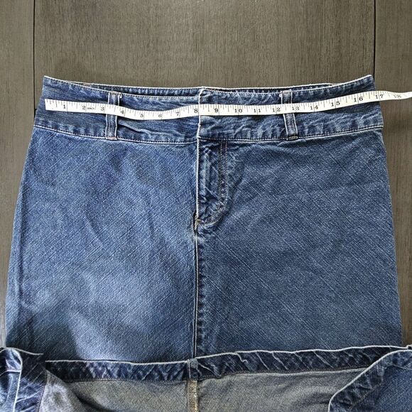 Vtg Old Navy Blue Denim Midi Skirt Size 10 Back Slit Y2k Classic Capsule Modest - Picture 3 of 8